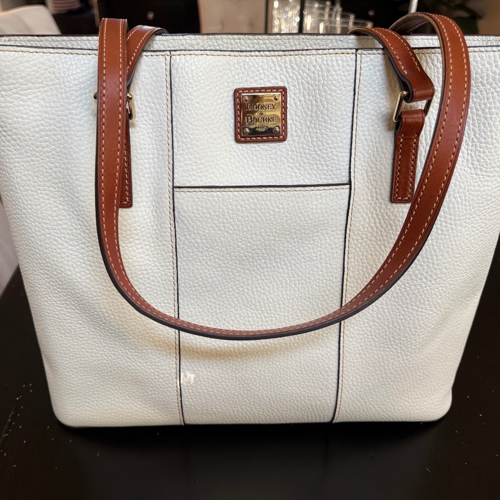 Dooney & Bourke Pebble White Leather Lexington Shoulder Tote